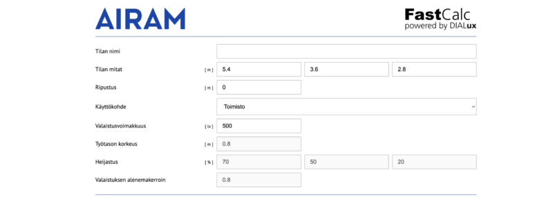 FastCalc browser view